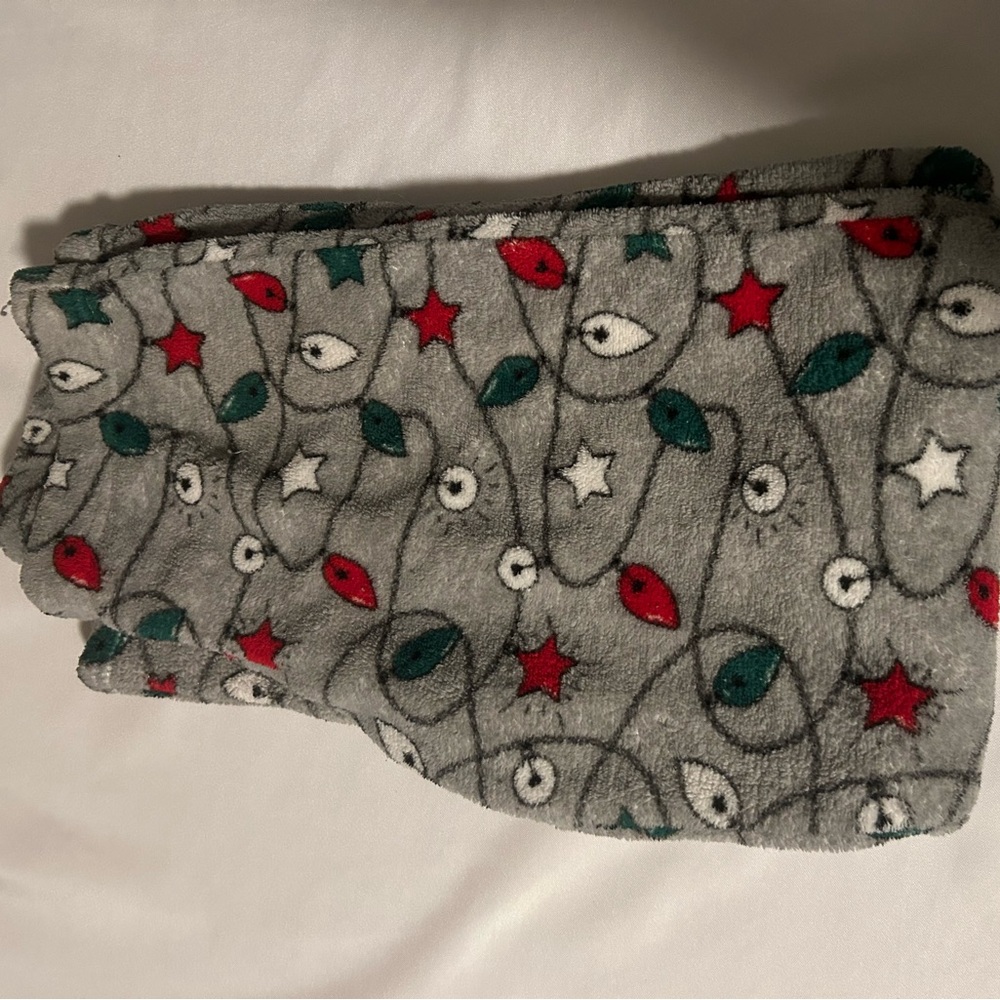 Oxo Gray Fleece pajama bottoms with Red and Green Accents
